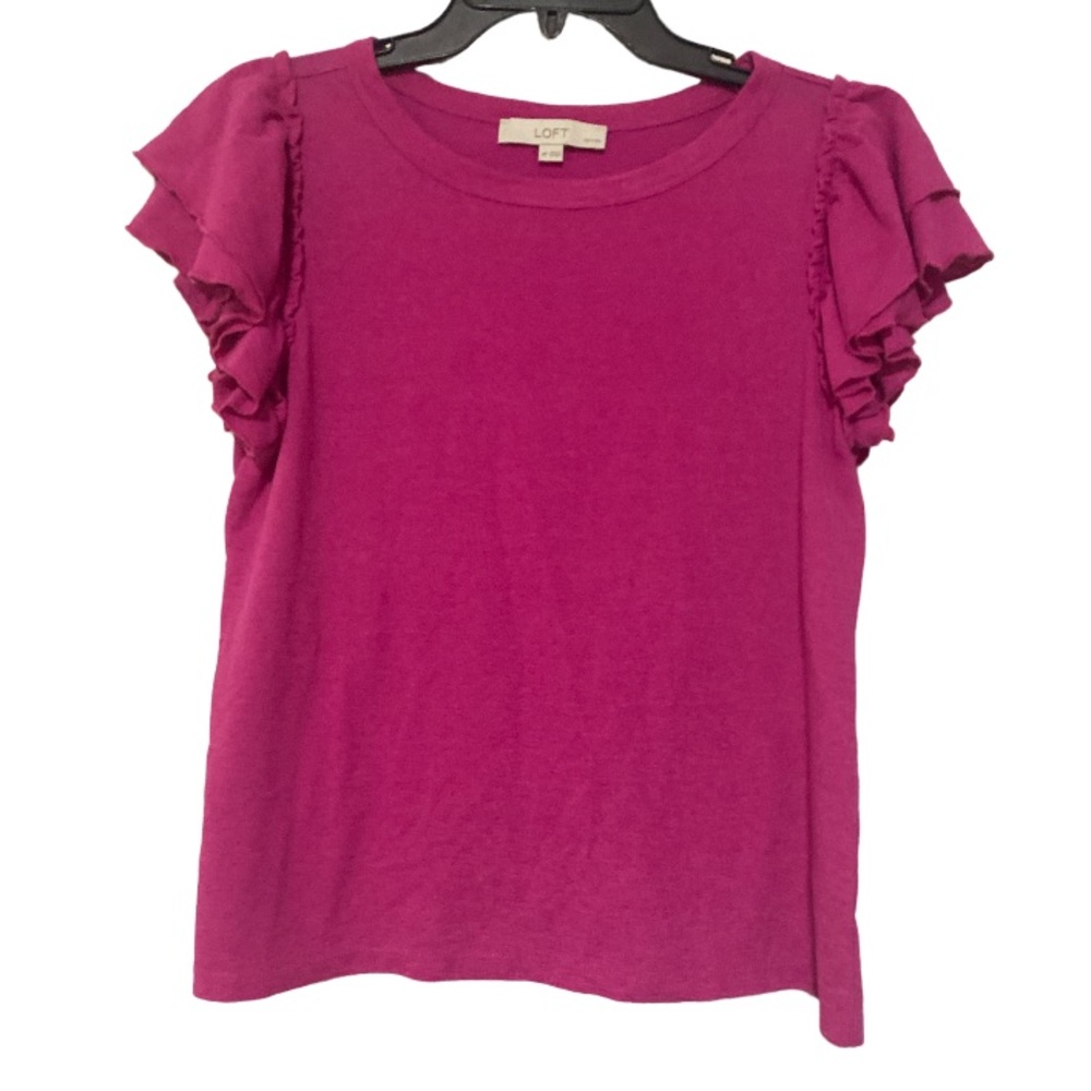 LOFT Pink Ruffle Sleeve Blouse
